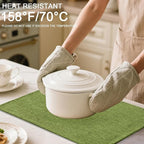 Homaxy Cloths Placemats for Dining Table Set of 4, Heat Resistant Washable Cotton Linen Blend Table Mats, Easy to Clean Place Mats for Indoor Outdoor Party Kitchen Decoration, 13" x 19", Grass Green