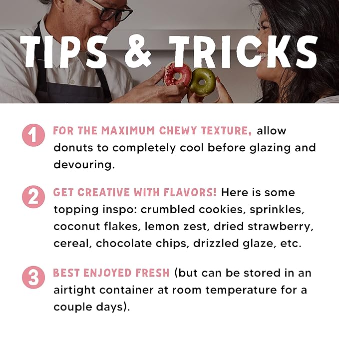 Global Grub DIY Morimoto Mochi Donut Kit - Includes Mochi Donut Mold, Reusable Piping Bag, Sweet Rice Mochi Flour, Confectioners’ Sugar, Strawberry Powder, Cocoa Powder & Matcha Green Tea Powder, Step-by-Step Instructions, Master Chef Approved, Makes 1...