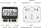 KTKUDY Digital Kitchen Timer with Mute/Loud Alarm Switch ON/Off Switch, 12-Hour Clock & Alarm, Memory Function Count Up & Count Down for Kids Teachers Cooking, Large LCD Display, Strong Magnet (Black)
