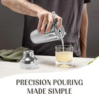 Modern Mixology Cocktail Shaker Set - Bartender Kit with Pine Stand | Leak-Proof Design | Includes Martini Shaker, Jigger, Strainer, Spoon, Tongs | Perfect Bar Tools Gift for Home Mixology (Silver)