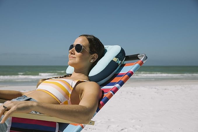 Ballast Beach Pillow – Comfy, Durable & Compact, Stays Put on Windy Beaches with Patented Sand Pouch, Inflatable Pillow for Beaches, Pools, Camping, Festivals and Travel (Island Paradise)