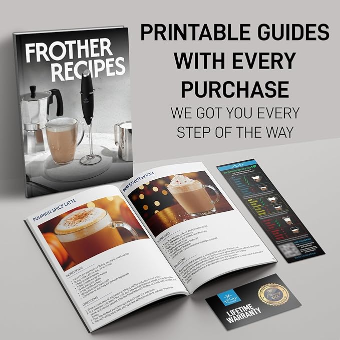 Zulay Kitchen Powerful Milk Frother Wand - Ultra Fast Handheld Drink Mixer - Electric Whisk Foam Maker for Coffee, Lattes, Cappuccino, Matcha & Creamer - Lime N Red