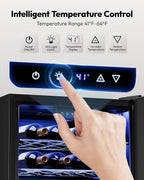 EUHOMY 25 bottle Wine Cooler Refrigerator, Freestanding Compressor Wine Fridge with Adjustable Temperature and Digital Control, Mini Fridge with Glass Door for Red White Wine, Beer, Silver