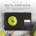 Rachel Zoe Digital Kitchen Food Scale with Non-Slip Base for Home and Kitchen, Measures in Pounds, Grams, Milliliters & Kilograms, Battery Operated Aluminum Electric Scale for Meals, Baking & Diets