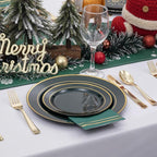 NOCCUR 200PCS Green Plastic Plates for 100 Guests - Include 100PCS 10" Dinner/ 100PCS 7" Dessert Disposable Plates Heavy Duty - Ideal for Party/Wedding/Christmas