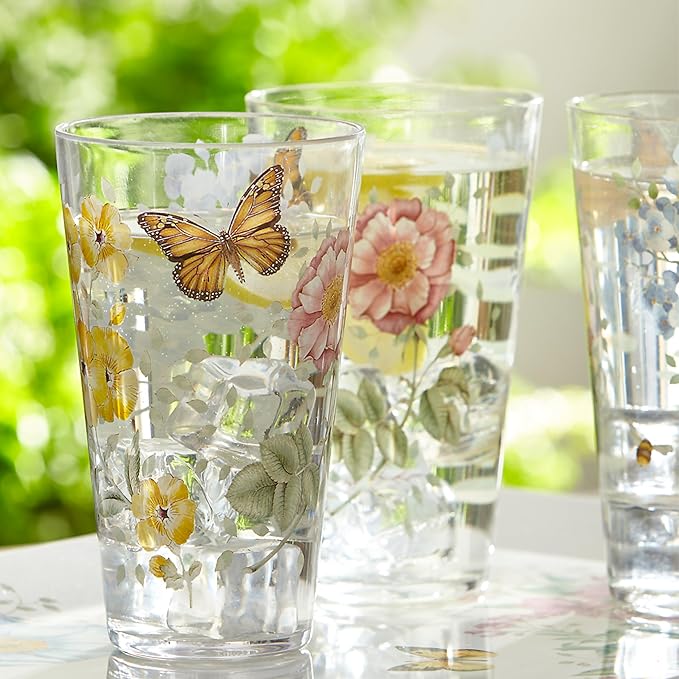 Lenox 866239 Butterfly Meadow Acrylic 4-Piece Highball Set, 20 oz, Acrylic NOT GLASS