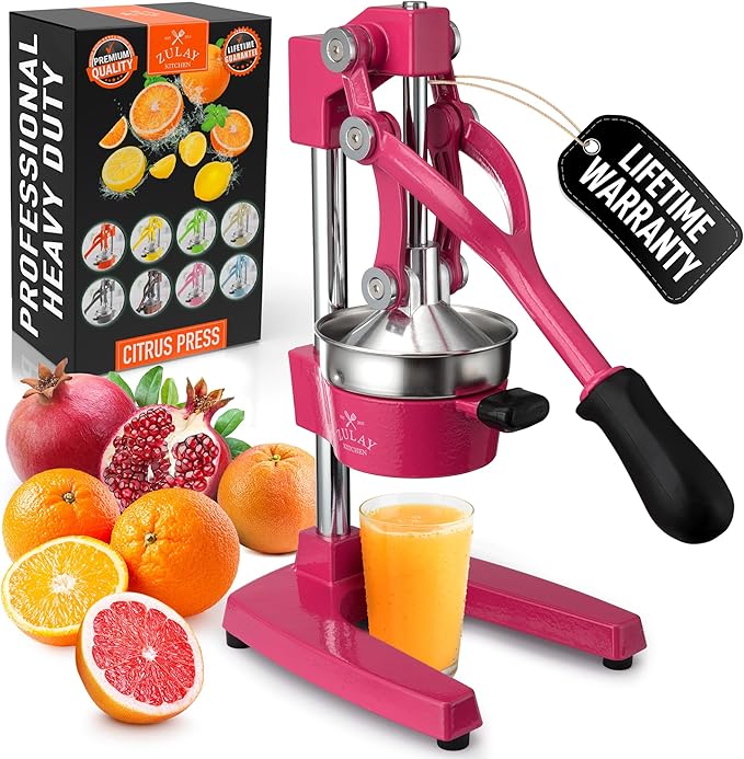 Zulay Kitchen Cast Iron Juicer - Easy-to-Clean Heavy-Duty Manual Juicer, Professional Citrus Juicer - Stainless Steel Lemon Squeezer - Manual Citrus Press & Orange Squeezer - Orange Juicer