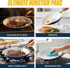 Gotham Steel 15 Pc Ceramic Pots and Pans Set Non Stick, Kitchen Cookware Sets, Pot and Pan Set, Ceramic Cookware Set, Non Toxic Cookware Set, Non Stick Pots and Pan Set, Dishwasher Safe - Navy
