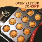 CARTMAN 1 Muffin Pan with 200 Cupcake Liners, Nonstick 12-Cup Muffin Tin, Carbon Steel Cupcake Pan for Baking Muffins, Egg Bites, Brownies & More