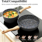 2-Piece Nonstick Cookware Set, 10.25 Inch Frying Pan & 1.43QT Saucepan with Lid | PFAS & PFOA Free Non-Toxic Coating | Induction Compatible, Dishwasher Safe | Pots and Pans Set for Beginner Kitchen