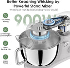 Kitchen in the box Stand Mixer - 6.5 Quart Mixing Bowl with Handle, 900 Watt Heavy Bread Dough Standing Mixers Tilt-head with Dough Hook, Whisk, Flat Beater and Splash Guard (Green)