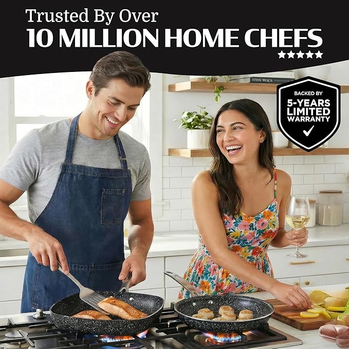 Granitestone Ceraluxe 20 Pc Ceramic Cookware Set Nonstick, Complete Pots and Pans Set Non Stick with 5 Pc Bakeware Set, Deep Frying Pan Set, & Steamer, Non Toxic PFOA Free, Oven & Dishwasher Safe