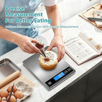 Food Kitchen Scale, Digital Food Scale 22lb/10kg Digital Kitchen Scale Precisely Measures Grams and Ounces for Meal Prep Baking and Cooking, Coffee, 304 Stainless Steel Kitchen Scale LCD Display