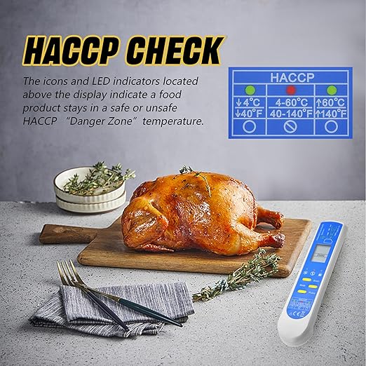 Instant Read Thermometer Waterproof Digital Meat Thermometer for Food with Bright LCD Screen 2 in 1 Infrared Thermograph with Meat Probe for BBQ Grilling Cooking Baking Kitchen (Model AMT206)