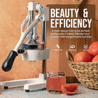 Zulay Kitchen Cast Iron Juicer - Easy-to-Clean Heavy-Duty Manual Juicer, Professional Citrus Juicer - Stainless Steel Lemon Squeezer - Manual Citrus Press & Orange Squeezer - Orange Juicer – White