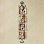 Kanya Black Four Plate Wall Mount Rack | Four Plate Holder | Plate Display Easel Decor | Openwork Scrolls | Traditional Classic Metal Plate Racks | Square or Round Plates | Kitchen | Dining Room