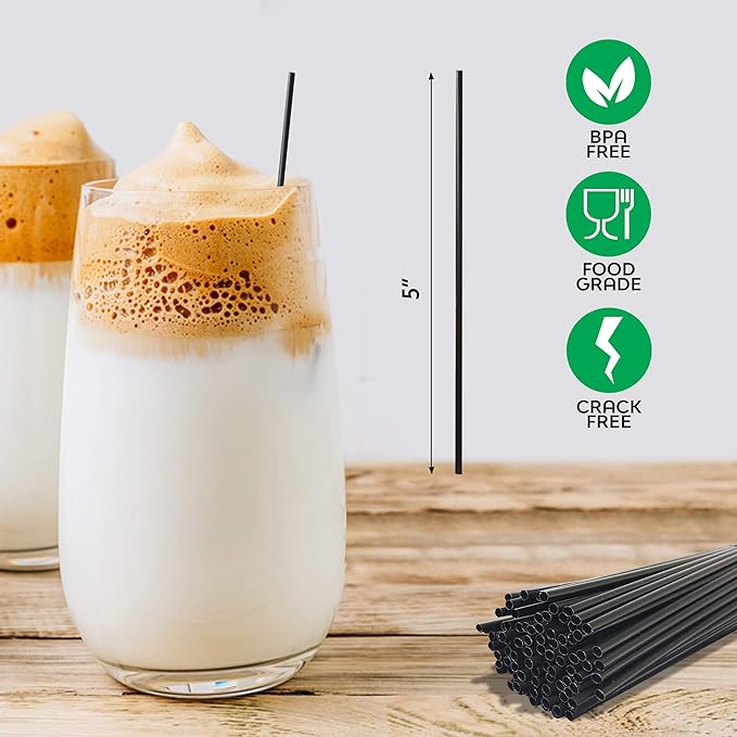 Coffee Stirrers Sticks, Disposable Plastic Drink Stirrer Sticks, 1000 Stirrers, Use It As A Coffee Straws Or A Cocktail Mixers (Black, 5-Inch (Pack of 1)