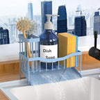 Maifan Sink Caddy Sponge Holder for Kitchen with Brush Holder and Stainless Steel Self Drain Tray, Rustproof Kitchen Sink Organizer for Sponge, Soap Dispenser Storage Accessories