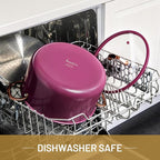 CAROTE 8QT Full Clad Tri Ply Stainless Steel Stock Pot with Lid, Kitchen Stockpot Soup Pot, Outer Ceramic Layer, Even Heating, All Stoves Compatible, Oven & Dishwasher Safe, Stay Cool Handle, Purple
