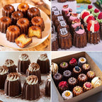 Sidosir 2Pcs Canele Mold Silicone, 12-Cavity Nonstick Canele Silicone Baking Cake Pan for Bread Muffin