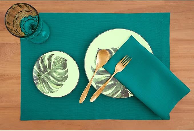 Solino Home Linen Cloth Napkins Set of 4-100% Pure Linen Teal Dinner Napkins 20 x 20 Inch - Fete, Handcrafted and Machine Washable