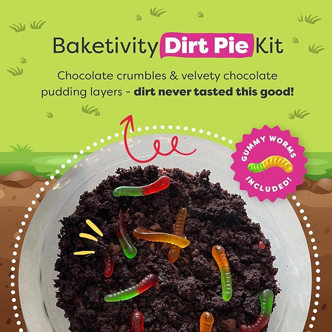Baketivity Dirt Pie & Cake Pop Baking Kit Bundle – Kids Baking Set with Pre-Measured Kosher Ingredients, Illustrated Instructions & Video Guide – Fun Cooking Activity for Ages 6-12+