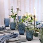 abrwyy 6Pcs 14OZ Drinking Highball Beverage Glass Cup, Blue Drinking Glasses, Colored Glassware Set for Party Wedding, Home, Office, Water, Juice, Cocktail, Highball Glasses
