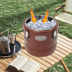 Eapmic 21.1Qt Insulated Food Container, Stainless Steel Container, 20L Commercial Soup Carrier 12 Hours Heat Preservation for Hot and Cold Food Storage Restaurant Canteen Home Lunch Use (Brown, 20L)