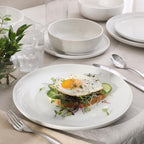 Gibson Home Havenstone 12-Piece Porcelain Dinnerware Set – Dinner Plates, Salad Plates & Bowls, Classic White Everyday Dish Set for Home, Kitchen, Microwave & Dishwasher Safe