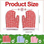 12 Pcs Kids Oven Mitts Toddler Oven Mitts Children Heat Resistant Kitchen Mitts Checkered Kitchen Oven Gloves Kids for Cooking Baking Microwave Child Play BBQ Grilling, Age 2-10(Red, Pink, Blue)