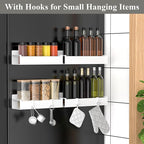 HuggieGems 4 Pack Magnetic Spice Rack Organizer for Refrigerator and Oven, White Fridge Organizers and Storage for Kitchen