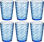 14-ounce Plastic Tumblers, Acrylic Drinking Glasses, set of 6 Blue Reusable Plastic Cups, Stackable, BPA-Free, Shatter-Proof, Dishwasher-Safe