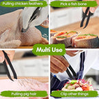 Fish Bone Tweezer Set,4.3" Stainless Steel 2 Piece, Flat and Slant tips Fish bone removal tool.
