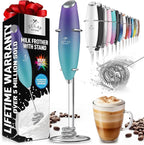 Zulay Kitchen Milk Frother with Patented Tornado Triple Whisk – Handheld Foam Maker for Coffee, Lattes, Matcha & Hot Chocolate – Rich, Creamy Froth in Seconds