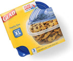 Glad GladWare XL Square Food Storage Containers with Lock Tight Lids, Family Size BPA Free Plastic Containers for Leftovers and Meal Prep, Reusable Dishwasher Safe, 104 Oz, 3 Count - 3 Pack