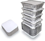 110 Pack - 1LB Small Foil Pans with Lids - Aluminum To Go Food Containers with Lids - 1lb Mini Aluminum Pans - Freezer Safe Foil Take out Trays - Heat proof Meal Prep Containers