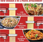 GVODE 3 in 1 Pasta Attachment for KitchenAid Stand Mixer, All Metal Pasta Maker KitchenAid Attachment, Pasta Sheet Roller, Spaghetti Cutter, Fettuccine Cutter Maker Accessories and Cleaning Brush