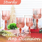 Plastic Wine Glasses, Plastic Goblets Vintage Style Cordial Unbreakable Drinking Glasses, Reusable Drinkware for Wedding Reception, Grand Event Party Supplies (48, Rose Gold)