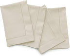 Solino Home Linen Cloth Napkins Set of 4 - Cotton Linen Hemstitch Dinner Napkins 20 x 20 Inch for New Year - Handcrafted and Machine Washable
