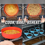 Air Fryer Baking Pan For Ninja Foodi XL Pro DT200, Double Oven with FlexDoor DCT400, Prestige Smart XL, Toaster Oven Bakeware Sets with Cupcake Liners & Conversion Chart, Nonstick Round Cake Molds