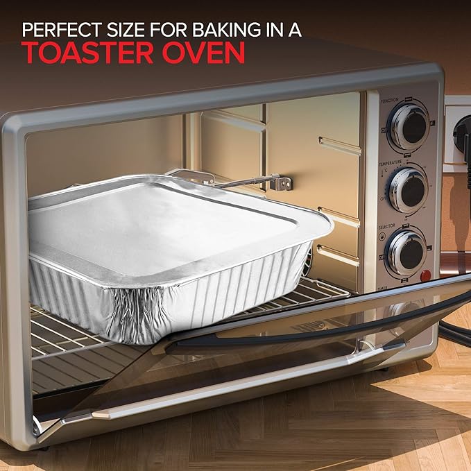 Stock Your Home 8x8 Foil Pans with Lids (20 Pack) 8 Inch Square Aluminum Pans with Covers -Disposable Food Containers Great for Baking Cake, Cooking, Heating, Storing, Prepping Food