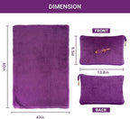 Travel Blanket Pillow-Premium Soft 2 in 1 Airplane Blanket for Long Trips Essentials with Bag Pillowcase, Hand Luggage Sleeve and Backpack Clip (Violet)