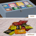 Tea Bag Organizer - Grey Bamboo Tea Box Organizer Storage Box, Tea Bag Holder with Acrylic Window, Magnetic Lid Keeps Tea Bags Fresh - Tea Organizer Caddy (Tea Not Included) Christmas Gift - Gray