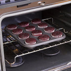 Ecolution Bakeins 12 Cup Muffin and Cupcake Pan – PFOA, BPA, and PTFE Free Non-Stick Coating – Heavy Duty Carbon Steel – Dishwasher Safe – Gray – 13.75” x 8.25” x 1.125”