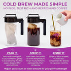 Katy’s Cold Brew Coffee Pitcher Packs | 20 Large Cold Brew Bags with Smooth, Bold Brazilian Coffee | Easy, Mess-Free Brewing in Any Container | 100% Woman-Owned | Makes 100 Cups