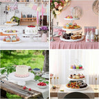 7 Pcs Wood Dessert Table Display Set Wooden 3 Tie Cupcake Stands Rustic Round Cake Stand Wood Dessert Serving Trays for Party Baby Shower Wedding Birthday (White)