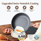 SENSARTE Nonstick Frying Pan Skillet, 12 Inch Omelette Pan with Swiss Granite Coating, Healthy Induction Cookware Chef's Pan, PFOA Free