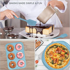 Nonstick Silicone Baking Mat Set, 9-in-1 Heat Resistant Cookie Sheet & Cake Pan Molds for Muffin, Loaf, Pizza, Cheesecake, Cupcake, Pie - Oven Bakeware Tools Kit