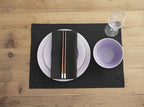 Solino Home Black Placemats Set of 6 - Cotton Linen Hemstitch Placemats 14 x 19 Inch for Winter, Holiday, New Year