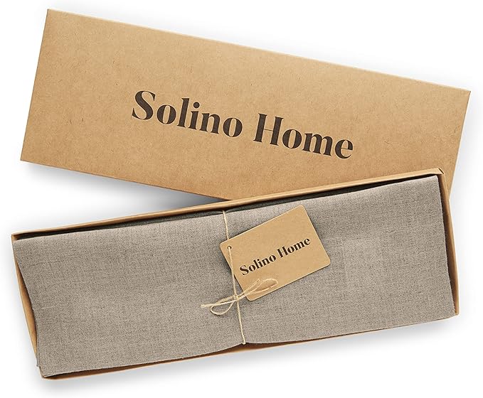 Solino Home Linen Natural Placemats Set of 4-100% Pure Linen Placemats 14 x 19 Inch for Holiday, New Year - Fete